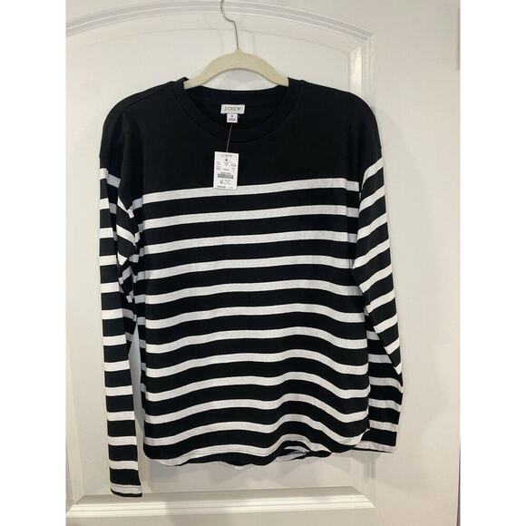 J. Crew Women’s 100% Cotton Striped tee Size S long sleeve curved hem casual - Picture 2 of 7